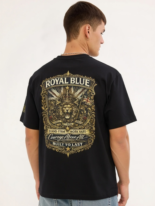 Lion Back Print T-Shirt Royal Blue